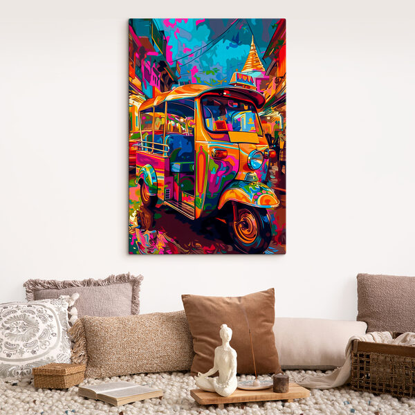 Kleurrijke tuk in een straat Canvas Schilderijen Kleurrijke tuk in een straat