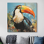 Canvas Schilderijen Schilderij van een vogel met een grote snavel