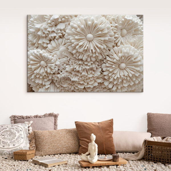 Groep witte bloemen Canvas Schilderijen Groep witte bloemen
