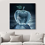 Canvas Schilderijen Een appelvormig ijs met een blad