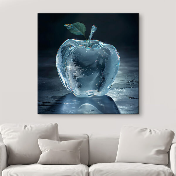 Een appelvormig ijs met een blad Canvas Schilderijen Een appelvormig ijs met een blad