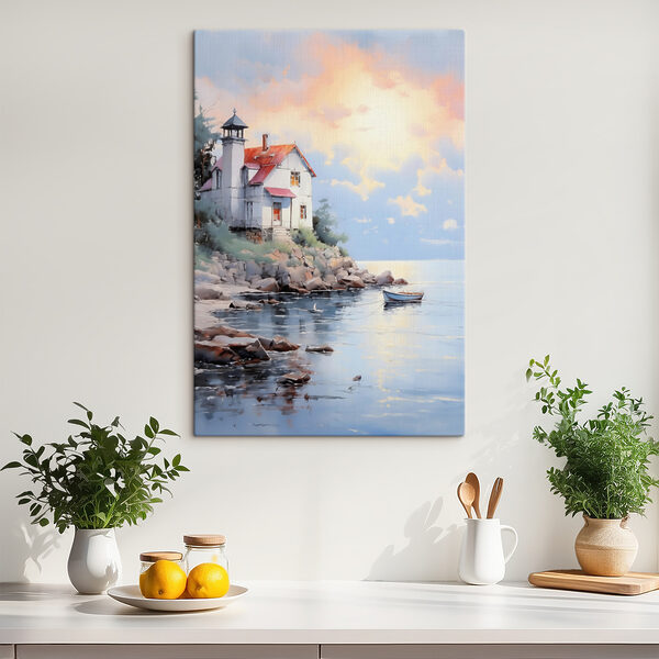 Huis aan een rotskust Canvas Schilderijen Huis aan een rotskust