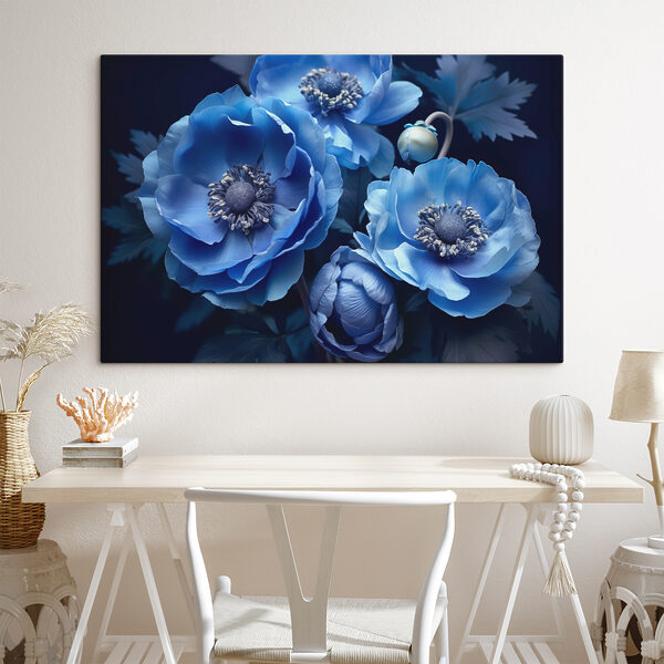 Groep blauwe bloemen Canvas Schilderijen Groep blauwe bloemen