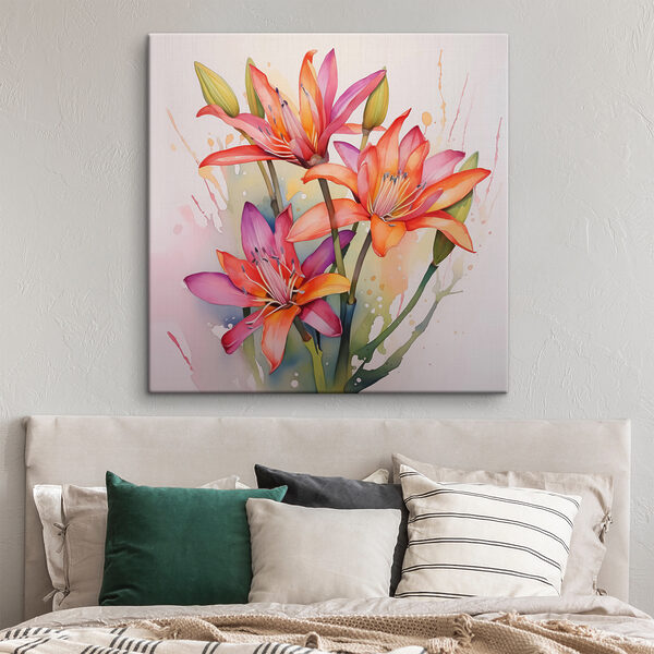 Schilderij van bloemen op een witte achtergrond Canvas Schilderijen Schilderij van bloemen op een witte achtergrond