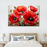 Canvas Schilderijen Groep rode bloemen