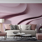 Fotobehang Roze en witte golvende lijnen