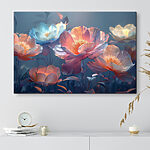 Canvas Schilderijen Groep bloemen met bladeren