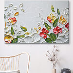 Canvas Schilderijen Schilderij van bloemen en bladeren