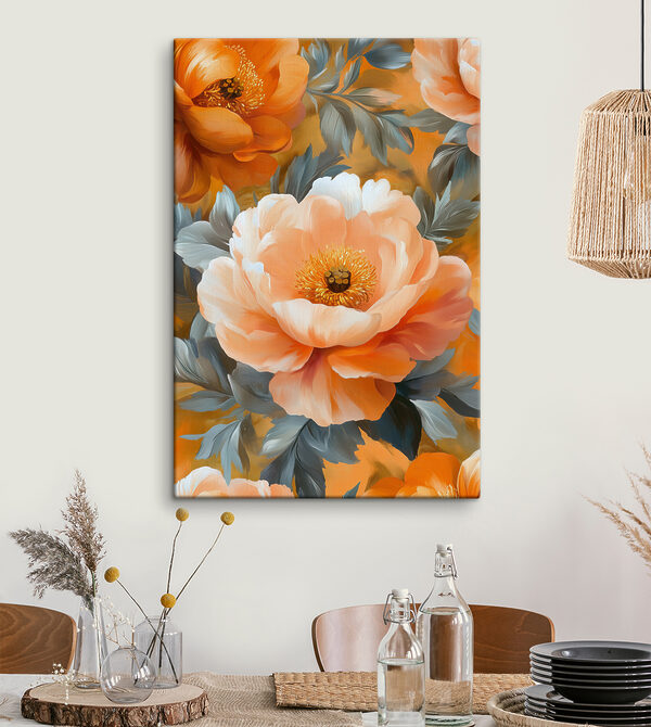 Bloeit in levendige perziktinten Canvas Schilderijen Bloeit in levendige perziktinten