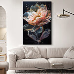 Canvas Schilderijen Verlichte bloei in Midnight Waters