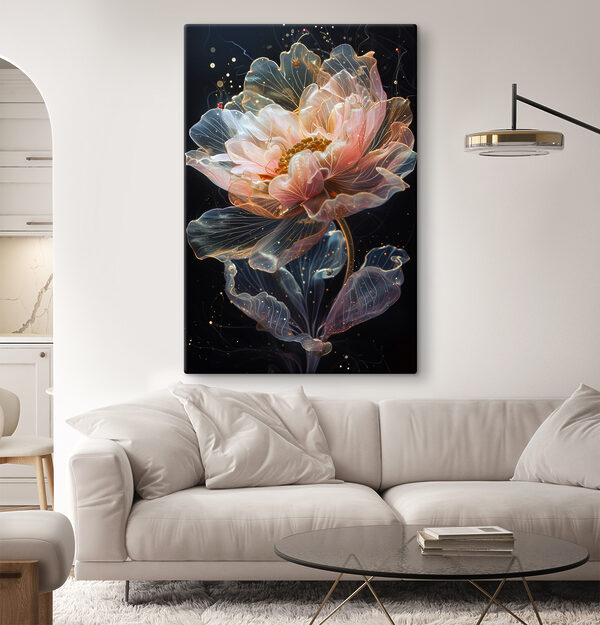 Verlichte bloei in Midnight Waters Canvas Schilderijen Verlichte bloei in Midnight Waters