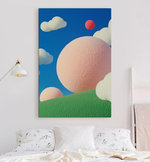 Roze en witte ballen in de lucht Canvas Schilderijen Roze en witte ballen in de lucht