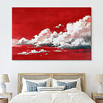 Canvas Schilderijen Rode lucht met wolken