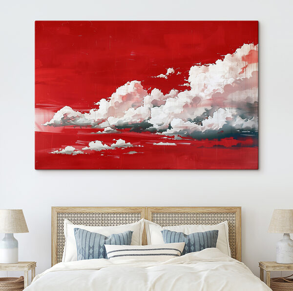 Rode lucht met wolken Canvas Schilderijen Rode lucht met wolken