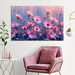 Canvas Schilderijen Groep roze bloemen