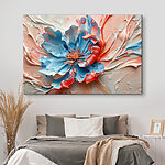 Canvas Schilderijen Blauwe en roze bloem