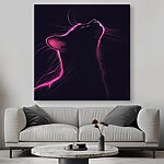 Canvas Schilderijen Kat met roze lichtjes