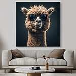 Canvas Schilderijen Lama met zonnebril