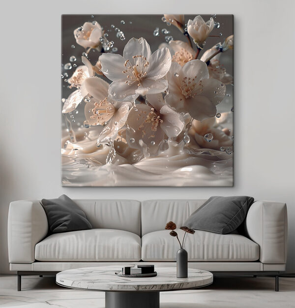 Dansende bloesems in kristalwater Canvas Schilderijen Dansende bloesems in kristalwater