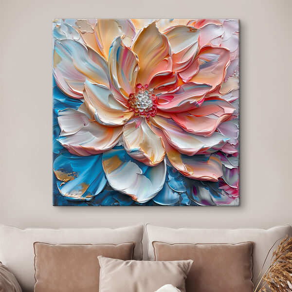 Bloeien in wervelingen van pastelkleurige verf Canvas Schilderijen Bloeien in wervelingen van pastelkleurige verf