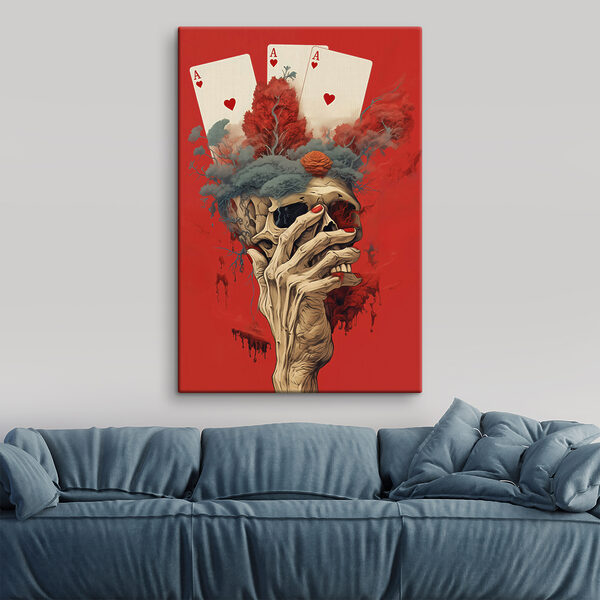 Schedel met een hand die het gezicht bedekt Canvas Schilderijen Schedel met een hand die het gezicht bedekt