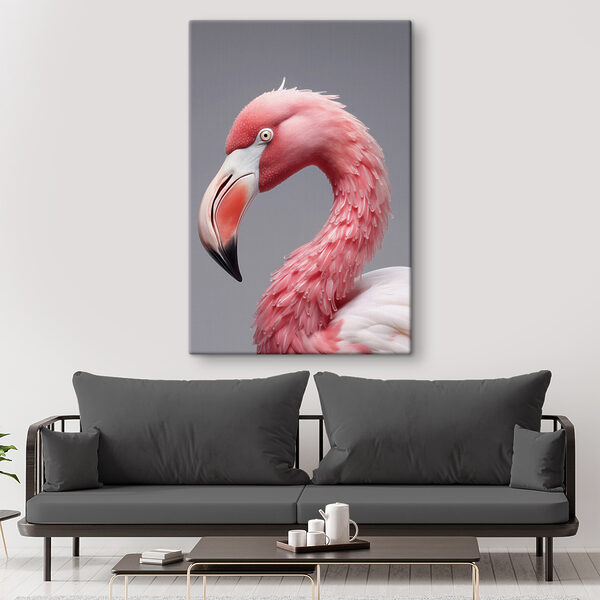 Elegant roze flamingoportret Canvas Schilderijen Elegant roze flamingoportret