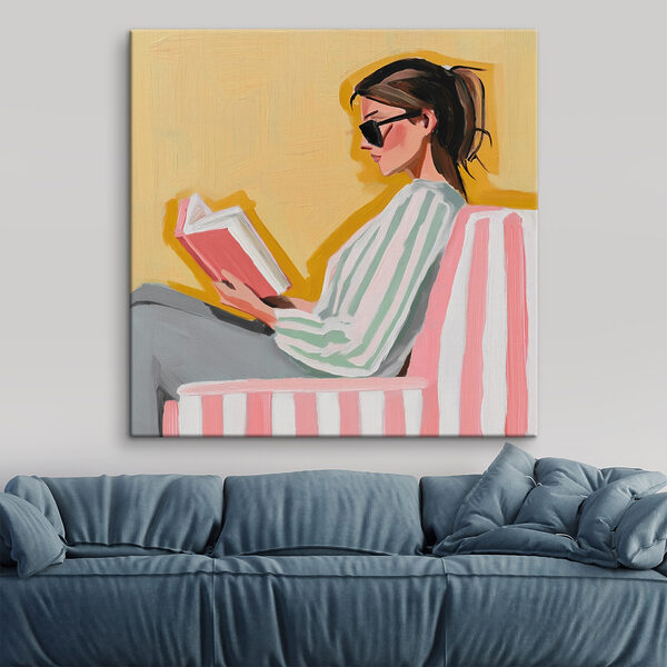 Vrouw leest een boek Canvas Schilderijen Vrouw leest een boek