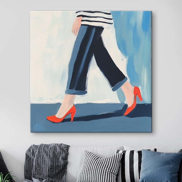 Vrouw met rode schoenen Canvas Schilderijen Vrouw met rode schoenen