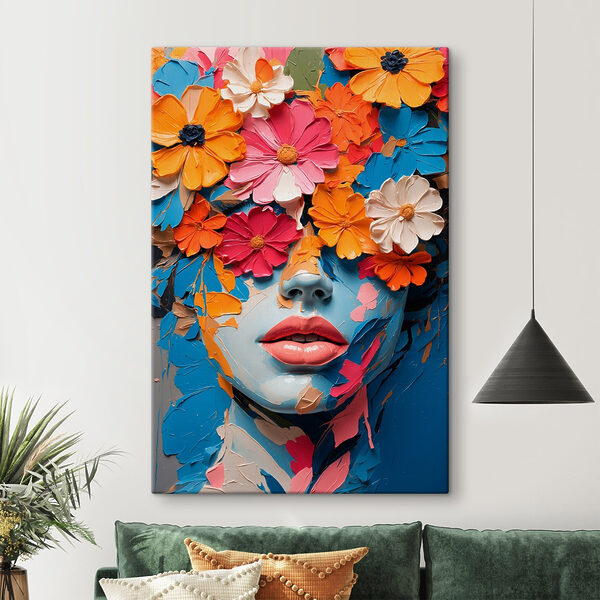 Gezicht bedekt met bloemen Canvas Schilderijen Gezicht bedekt met bloemen