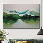 Canvas Schilderijen Schilderij van groene en blauwe golven