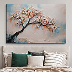 Canvas Schilderijen Schilderij van een boom met witte bloemen