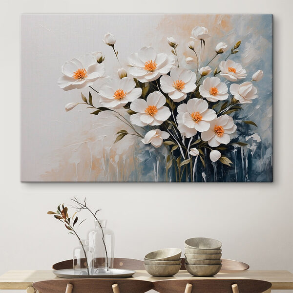 Schilderij van witte bloemen Canvas Schilderijen Schilderij van witte bloemen