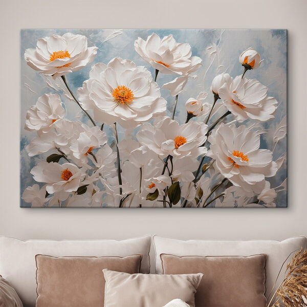 Groep witte bloemen Canvas Schilderijen Groep witte bloemen