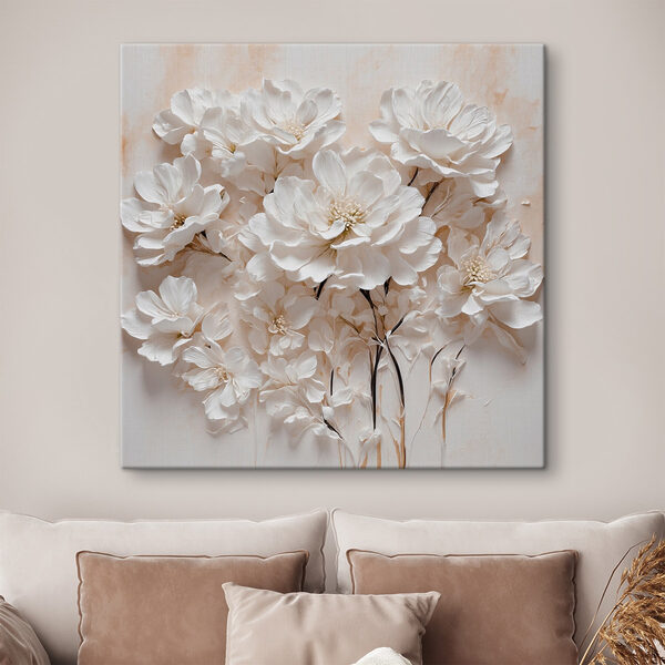 Groep witte bloemen Canvas Schilderijen Groep witte bloemen