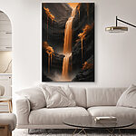 Canvas Schilderijen Waterval in een rotsachtig gebied