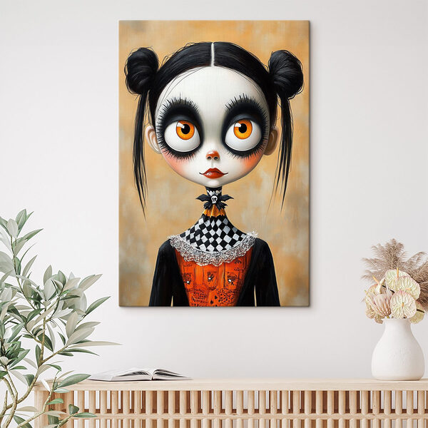 Cartoon meisje met grote ogen Canvas Schilderijen Cartoon meisje met grote ogen