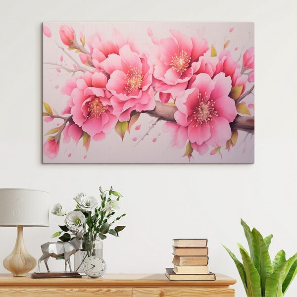 Schilderij van roze bloemen Canvas Schilderijen Schilderij van roze bloemen