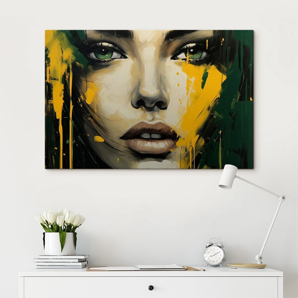 Schilderij van een vrouw’s gezicht Canvas Schilderijen Schilderij van een vrouw’s gezicht