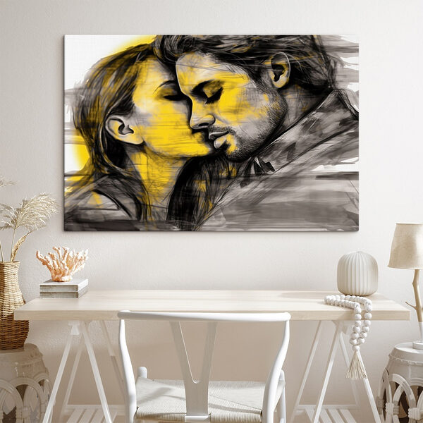 Man en vrouw zoenen Canvas Schilderijen Man en vrouw zoenen