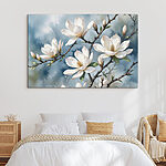 Canvas Schilderijen Groep witte bloemen op een boomtak