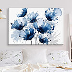 Canvas Schilderijen Groep blauwe bloemen