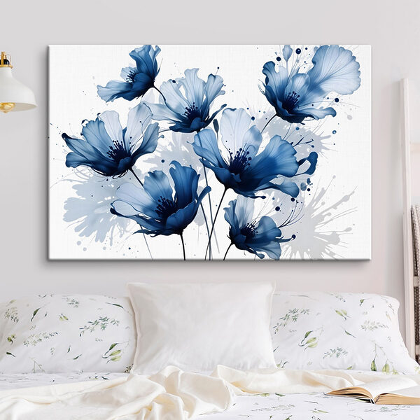 Groep blauwe bloemen Canvas Schilderijen Groep blauwe bloemen