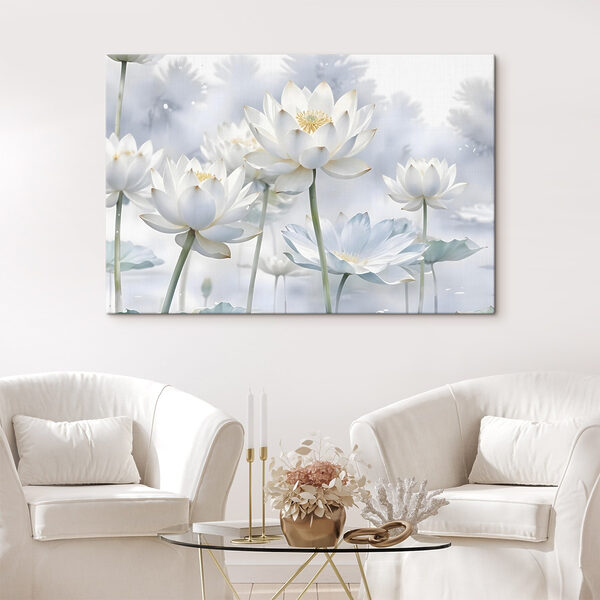 Groep witte bloemen Canvas Schilderijen Groep witte bloemen