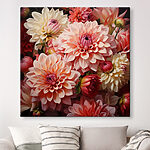 Canvas Schilderijen Groep roze en witte bloemen