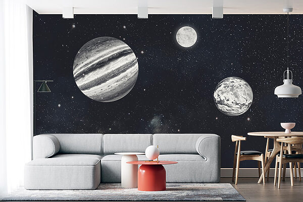 Planeten in de ruimte met sterren Fotobehang Planeten in de ruimte met sterren