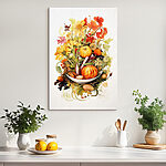 Canvas Schilderijen Aquarel van groenten en bloemen
