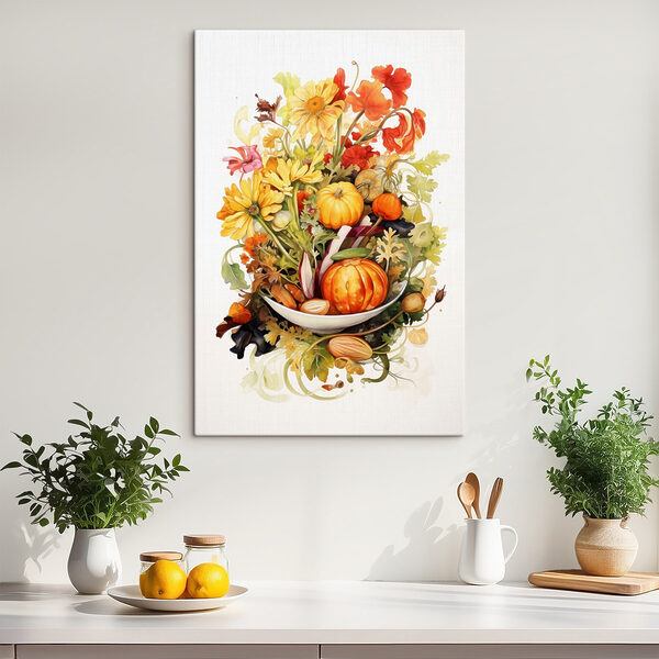 Aquarel van groenten en bloemen Canvas Schilderijen Aquarel van groenten en bloemen