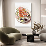 Canvas Schilderijen Bordje sushi met stokjes