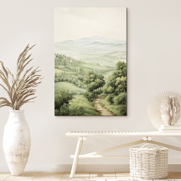 Landschap met bomen en heuvels Canvas Schilderijen Landschap met bomen en heuvels