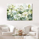 Canvas Schilderijen Schilderij van witte bloemen en groene bladeren